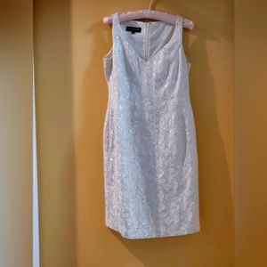 Ladies size 6P Jones New York metallic embroidered sheath dress